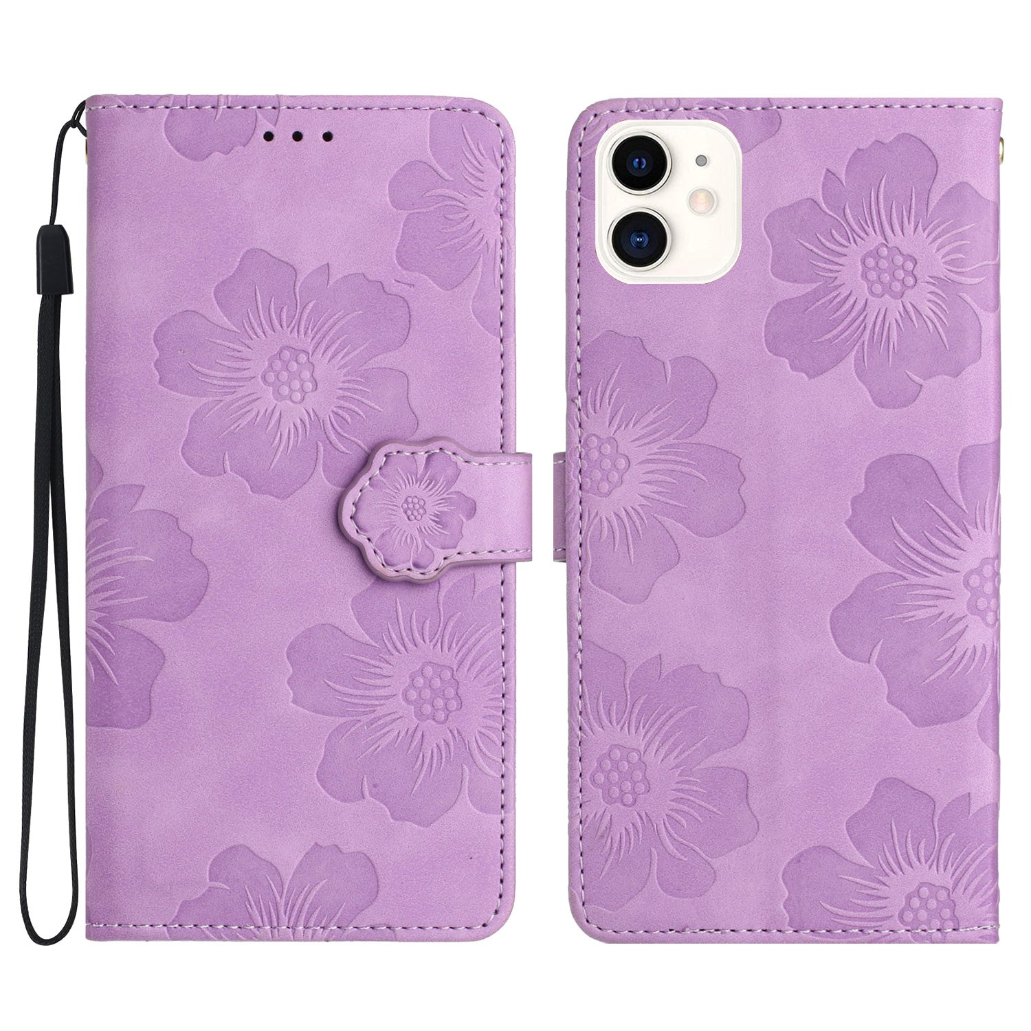 For iPhone 11 Cell Phone Case Flowers Imprinted PU Leather Stand Wallet Cover For iPhone 11 Cell Phone Case Flowers Imprinted PU Leather Stand Wallet Cover